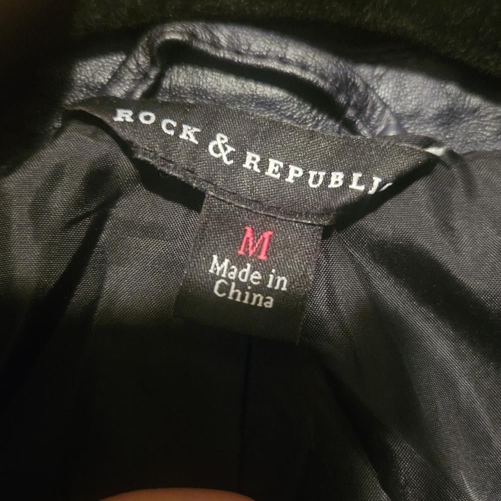 Rock & Republic Tie Dye Black Moto Jacket - Picture 2 of 5